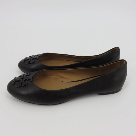 Tory Burch Lowell 2 Women 8 M Black Leather Ballet Flat Slip On Shoes 57778 Logo - Picture 7 of 16